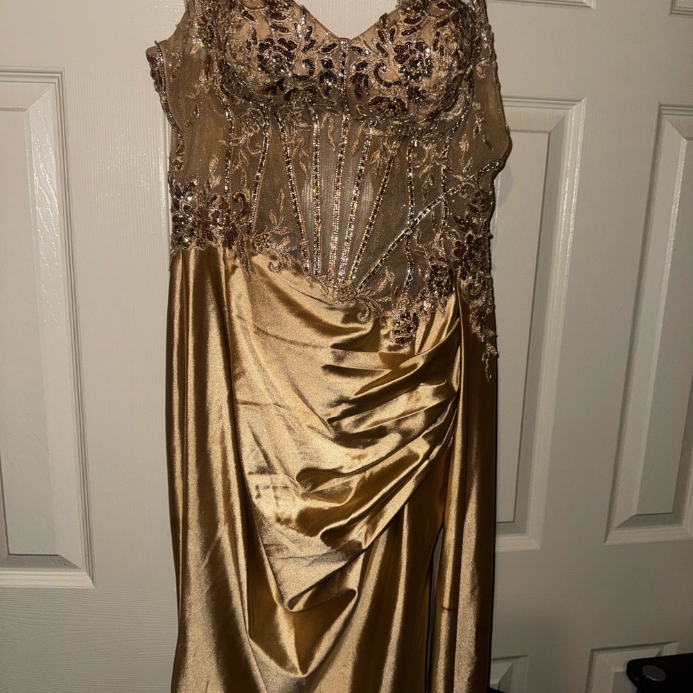 Luxurious Gold Embellished Prom Dress